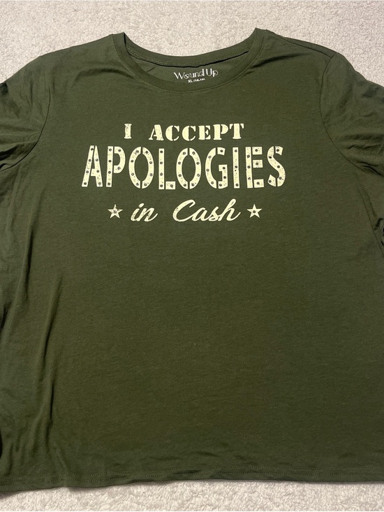 Wound Up Tops - Wound Up Olive Green Graphic Tee with Cream Text